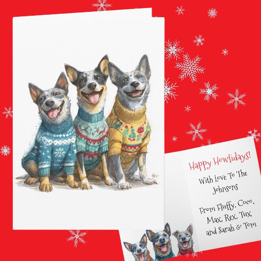 Custom ACD Heeler Christmas Ugly Sweater Holiday Kaart