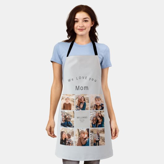 Custom Acht Foto Familie Collage Love You Mom Schort (Gedragen)