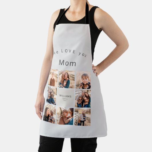 Custom Acht Foto Familie Collage Love You Mom Schort (Insitu)