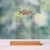 Custom Acrylic Pedestal Menu Sign with Sloth Acryl Bord (Neutraal)