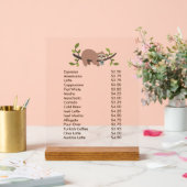 Custom Acrylic Pedestal Menu Sign with Sloth Acryl Bord (Huwelijk)