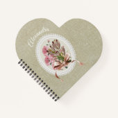 Custom adorable natural brown texture with flowers notitieboek (Voorkant)