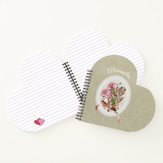 Custom adorable natural brown texture with flowers notitieboek (Binnen)