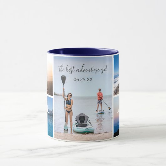 Custom Adventure Photo Collage Coffee Mok (Midden)
