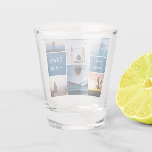 Custom Adventure Photo Collage Shot Glass Shot Glas (Achterkant)