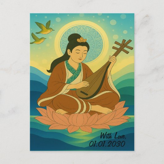 Custom Aesthetic Modern Japan Lucky Goddess Briefkaart (Voorkant)