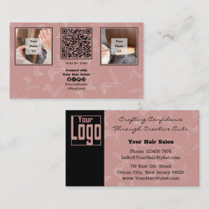 Custom Afbeelding Roze Hair Salon QR Code Social Visitekaartje