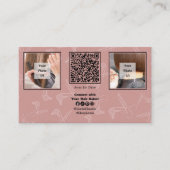 Custom Afbeelding Roze Hair Salon QR Code Social Visitekaartje (Voorkant)