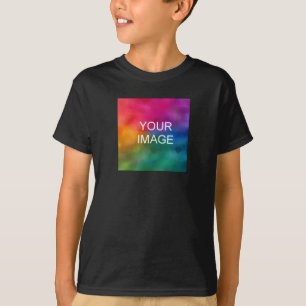Custom Afbeelding Sjabloon Boys Dubbelzijdig Zwart T-shirt