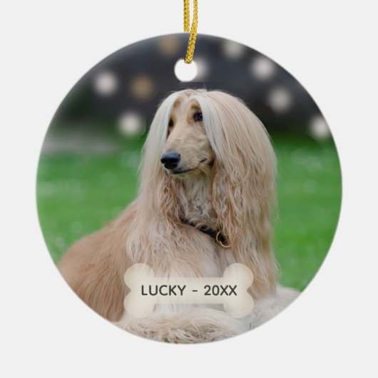Custom Afghan Greyhound Dog Foto Keramisch Ornament (Voorkant)