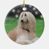 Custom Afghan Greyhound Dog Foto Keramisch Ornament (Achterkant)