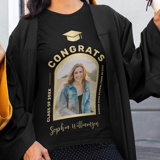 Custom afstuderen foto congrats afstudeerder goud  t-shirt