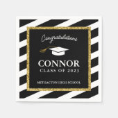 Custom Afstuderen Gold Glitter Gradution Party Servet (Voorkant)