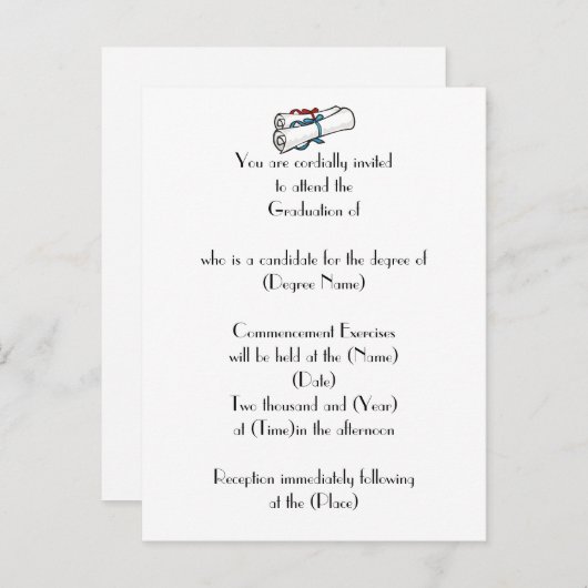 Custom Afstuderen Invitation-Diploma's Uitnodiging Briefkaart (Voorkant / Achterkant)