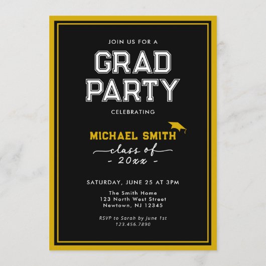 Custom Afstuderen Invitation Kaart | Klassiek ontw (Achterkant)