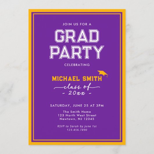 Custom Afstuderen Invitation Kaart | Klassiek ontw (Achterkant)