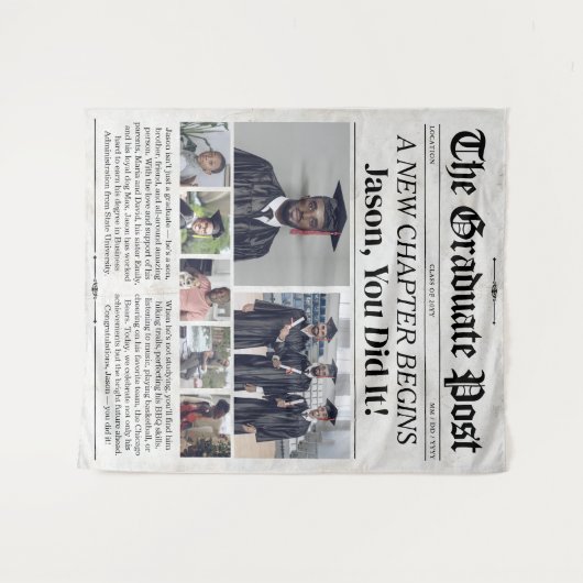 Custom Afstuderen krant Afstuderen Banner Party Wandkleed (Voorkant (horizontaal))