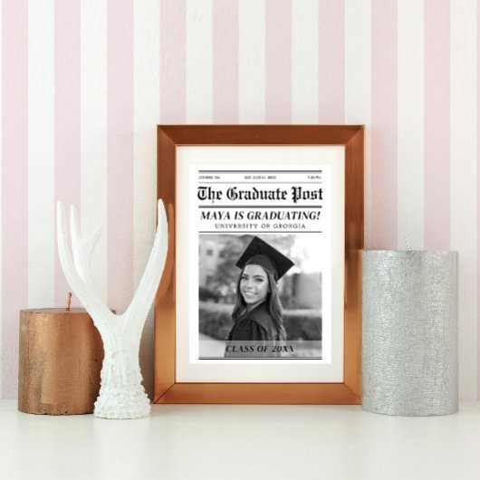 Custom Afstuderen krant Hoesje Party Invitation Kaart