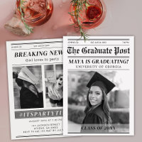 Custom Afstuderen krant Hoesje Party Invitation