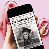 Custom Afstuderen krant Hoesje Party Invitation Kaart