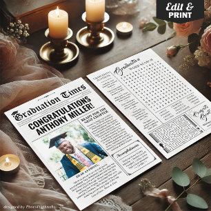 Custom Afstuderen Krant Unieke Afstuderen Kaart