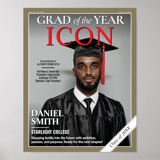 Custom Afstuderen Magazine Hoesje, Afstudeerfeest Poster (Voorkant)