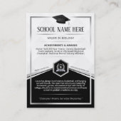 Custom Afstuderen Trading Kaart Elegant Zwart Zilv Contactkaartje (Achterkant)