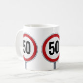 CUSTOM AGE birthday with traffic sign Koffiemok (Voorkant links)