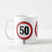 CUSTOM AGE birthday with traffic sign Koffiemok (Links)