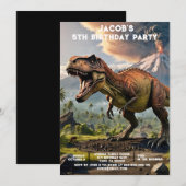 Custom Age Dinosaur Birthday Party Invitations Kaart (Voorkant / Achterkant)