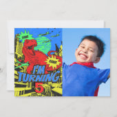 Custom Age Kind Comic Dinosaur Verjaardagsfeest Fo Kaart (Voorkant)