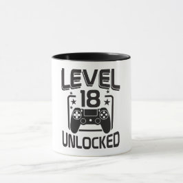 Custom Age Level 18 Unlocked Birthday Gamer Mug Mok