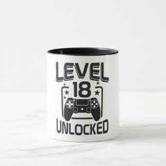 Custom Age Level 18 Unlocked Birthday Gamer Mug Mok