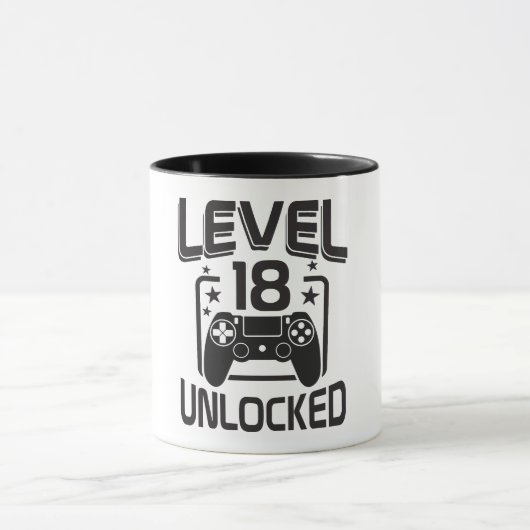 Custom Age Level 18 Unlocked Birthday Gamer Mug Mok (Midden)