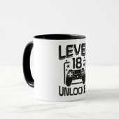 Custom Age Level 18 Unlocked Birthday Gamer Mug Mok (Voorkant links)