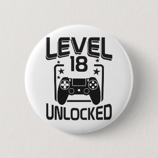 Custom Age Level 18 Unlocked Birthday Gamer Ronde Button 5,7 Cm