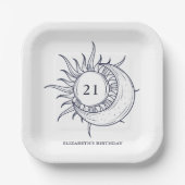 Custom Age Mystic Celestial Moon Verjaardag Papieren Bordje (Voorkant)