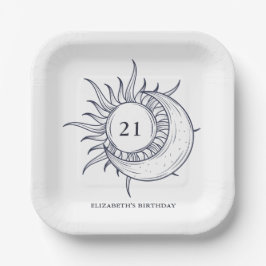 Custom Age Mystic Celestial Moon Verjaardag Papieren Bordje