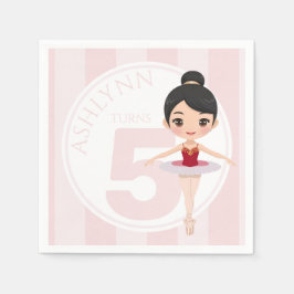 Custom Age & Name Pink Ballet Girls Birthday Servet