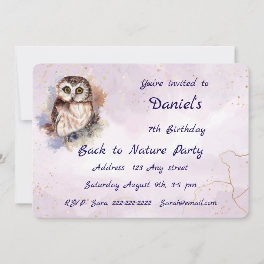 Custom Age Natuur, Uil, Vogel, Verjaardagsfeest Kaart (Achterkant)