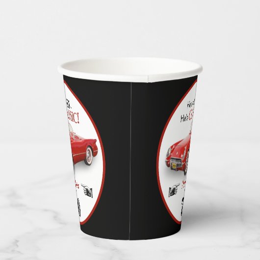 Custom Age Niet Oud Rood Classic 1954 Convertible Papieren Bekers (Rechts)