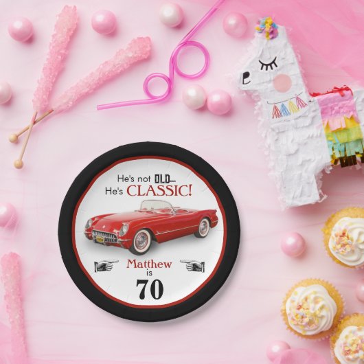 Custom Age Niet Oud Rood Classic 1954 Convertible Papieren Bordje (Feest)