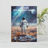 Custom Age Outer Space Birthday Party Invitations Kaart (Staand voorkant)
