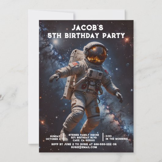 Custom Age Outer Space Birthday Party Invitations Kaart (Voorkant)