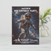 Custom Age Outer Space Birthday Party Invitations Kaart (Staand voorkant)