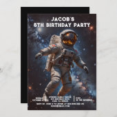 Custom Age Outer Space Birthday Party Invitations Kaart (Voorkant / Achterkant)