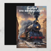 Custom Age Train Birthday Party Invitations Kaart (Voorkant / Achterkant)