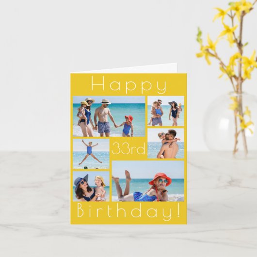 Custom Age Verjaardag Collage Kaart – Happy Birthd (Gele Bloem)