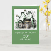 Custom Age Verjaardag Kikkers Toasting met Bier Kaart (Gele Bloem)