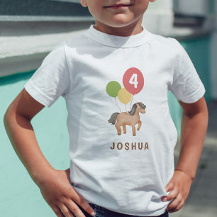 Custom Age Verjaardag Kleurrijke Ballons Paard Kinder Shirts